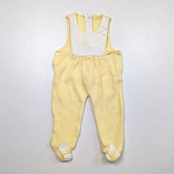 Vintage Romper Baby Size 0-3m Yellow House Knit Footie - Picture 1 of 6